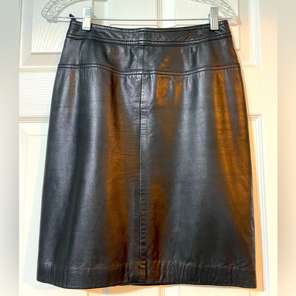 Vintage Couture Genuine Leather Pencil Skirt